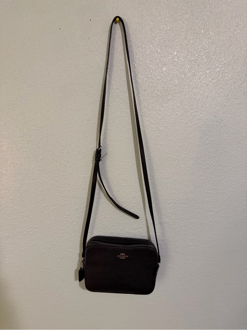 Coach Black Pebbled Leather Crossbody Mini Camera Bag